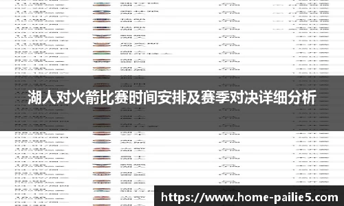 湖人对火箭比赛时间安排及赛季对决详细分析